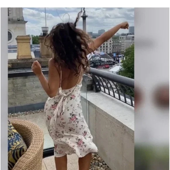 Reformation Cream Dress with Pink and Green Florals - Picture 14 of 14